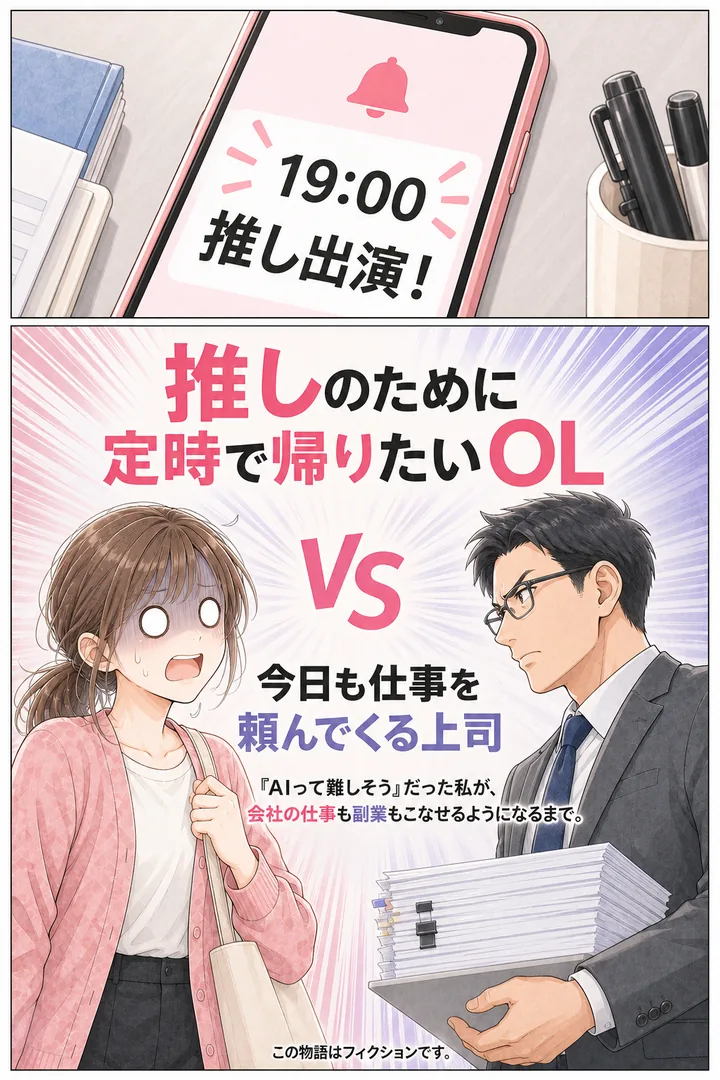 漫画LP「推しのために定時で帰りたいOL VS 今日も仕事を頼んでくる上司」1ページ目